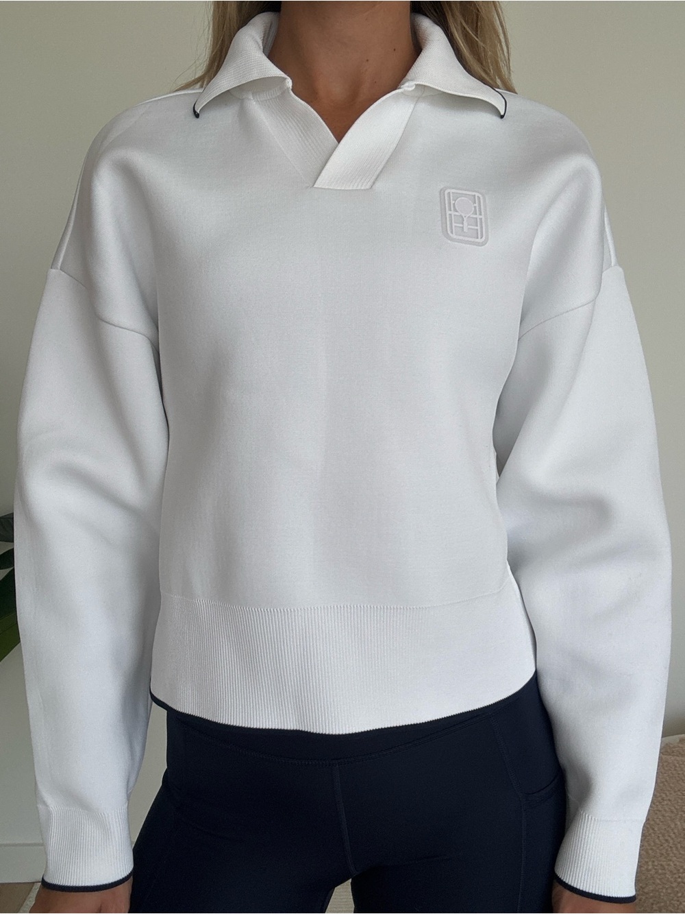 Lacoste White Women's Polo Collar Sweater